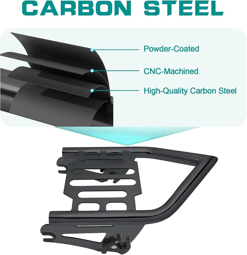 VPZMT Detachable Mounting Luggage Racks for 2009-2025 Harley Davidson Touring/Street Glide/Electra Glide/Road King/Road Glide Modles, Rear Grab Handles Bracket Kit (Black) - Image 4